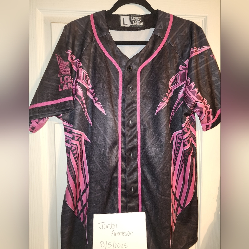 Lost Lands VIP 2024 Black and Pink Button-Up EDM Jersey